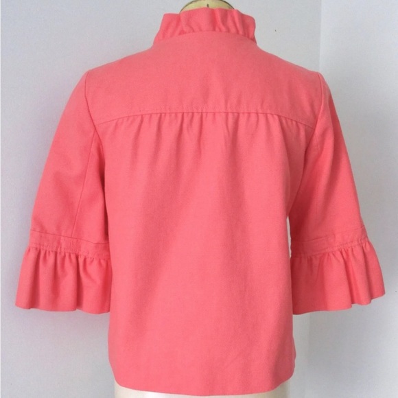 J Crew Coral Ruffle Big Button Career Blazer Jacket Size 2 style 90977 - Picture 7 of 7